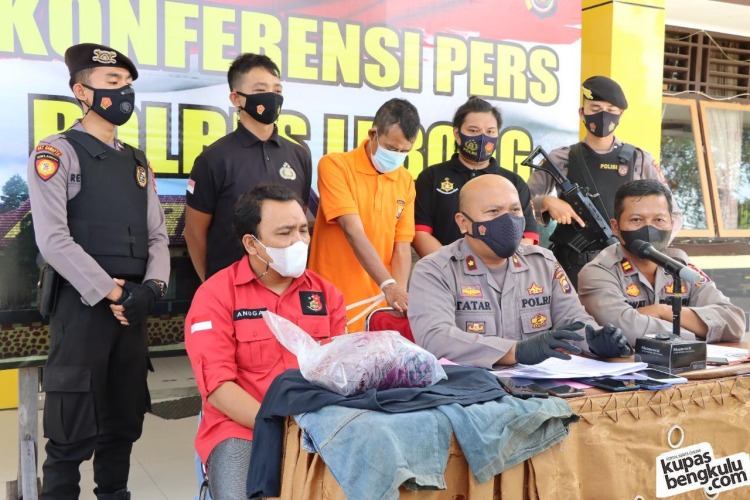 Konferensi pers penangkapan kasus KDRT di Polres Lebong, Kamis, 9 Desember 2021, Foto: Dok