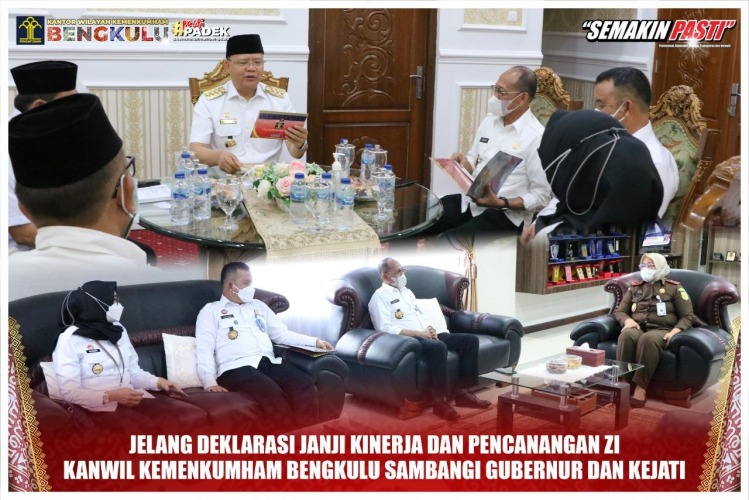 Kunjungan Kakanwil Kemenkumham Bengkulu dengan Gubernur Rohidin dan Kajati Agnes Triani di ruang kerja masing-masing, Foto: Dok