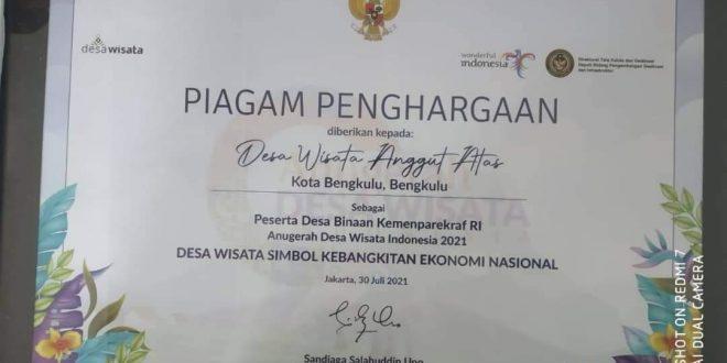 Piagam penghargaan Anugerah Desa Wisata Indonesia 2021, Foto: Dok