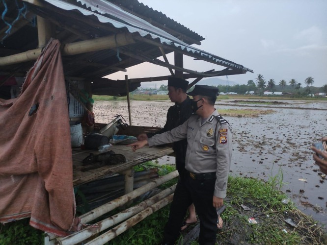 Lokasi pondokan sawah tempat korban tersambar petir, Foto: Dok/Tribhrata