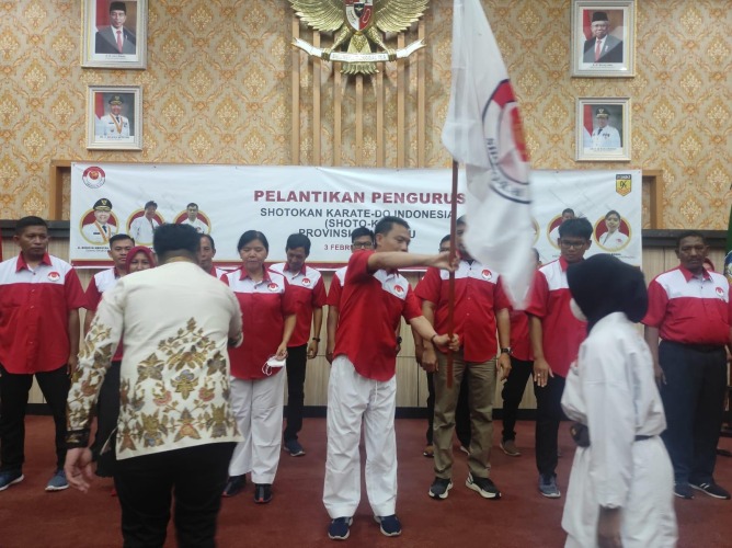 Pengurus Daerah Shoto-Kai Provinsi Bengkulu saat dilantik. Kamis, 3 Februari 2022. Foto/Dok: Irfan Arief