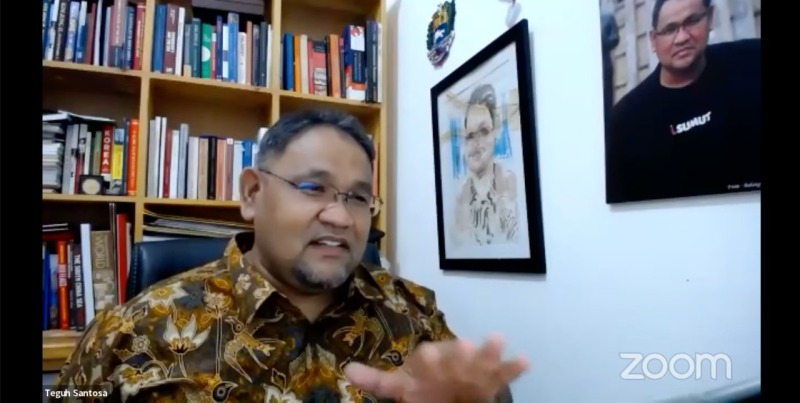 Ketua Umum JMSI Teguh Santosa saat mengikuti diskusi virtual bertema 