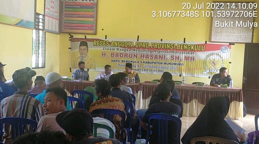 Reses Badrun Hasani Tampung Aspirasi Masyarakat Dapil 3 Kabupaten Mukomuko
