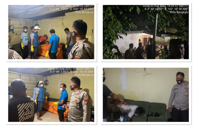 Kolase Tangkapan layar saat pihak Polres Bengkulu mendatangi rumah korban meninggal dunia diduga tersengat aliran listrik, Foto: Dok