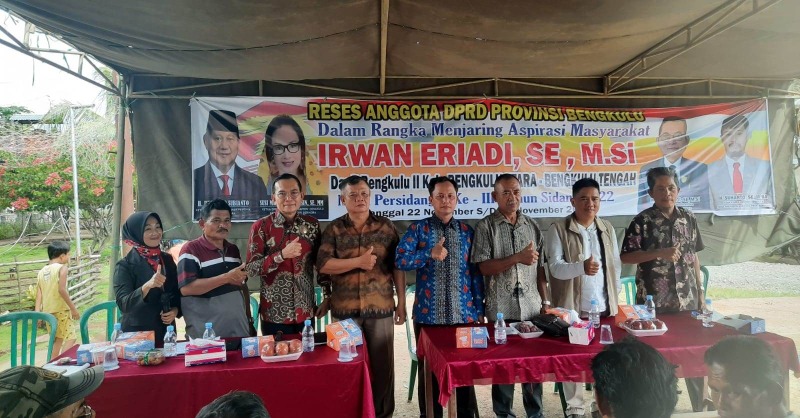 Kegiatan reses anggota DPRD Provinsi Bengkulu Irwan Eriadi, SE, M.Si, di Desa Paku Haji Kecamatan Pondok Kubang Bengkulu Tengah, Kamis, 24 November 2022, Foto: Dok