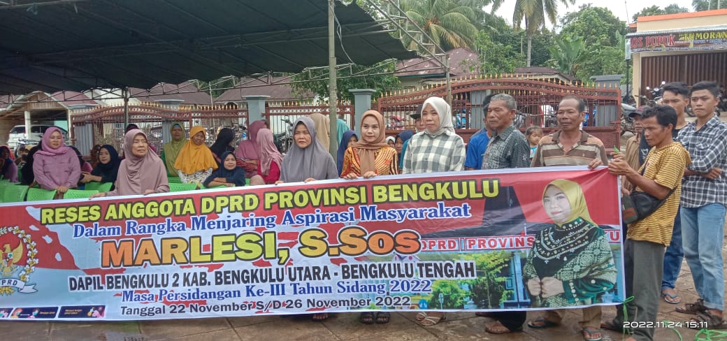 Kegiatan reses anggota DPRD Provinsi Bengkulu, Marlesi, S. Sos, di Desa Keroya Kecamatan Pagar Jati, Jumat, 25 November 2022