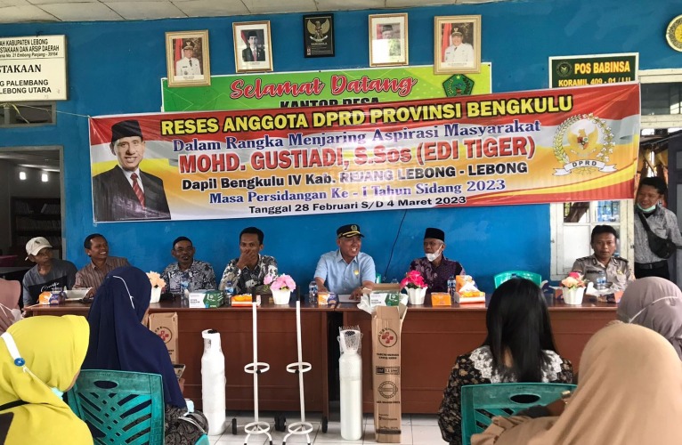 Kegiatan reses Anggota Komisi IV DPRD Provinsi Bengkulu Mohd. Gustiadi di Desa Ladang Palembang , Kecamatan Lebong Utara Kabupaten Lebong, Kamis, 2 Maret 2023, Foto: Dok