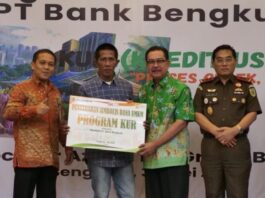 Launching penyerahan secara simbolis dana UMKM program KUR debitur PT. Bank Bengkulu dengan Kejaksaan Tinggi Bengkulu, Selasa, 30 Mei 2023, Foto: Dok/Kejati Bengkulu
